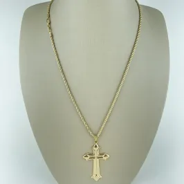 Colar Cordão Baiano com Pingente Design de Cruz Folheado a Ouro 18k