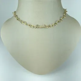 Choker de Elos de Coração Folheado a Ouro 18k