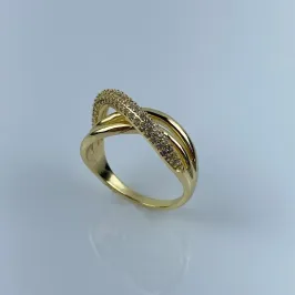 Anel Elos Transpassados em Zircônia Folheado a Ouro 18k