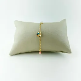 Tornozeleira com Pingentes Coloridos Folheado a Ouro 18k