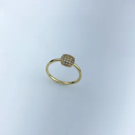 Anel Solitário com Zircônias Folheado a Ouro 18k