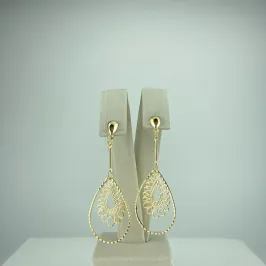 Brinco Oval Arabesco Folheado a Ouro 18k