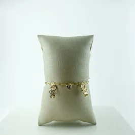 Pulseira Cartier com 2 Meninos e 1 Coração com Zircônia Folheado a Ouro 18k