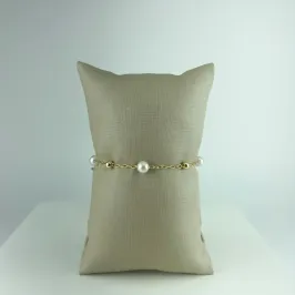 Pulseira de Pérolas e Bolinhas Folheado a Ouro 18k