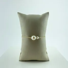 Pulseira Veneziana Fecho Regulável com Pérolas Folheado a Ouro 18k