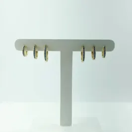 Brinco Trio de Argolinhas Cravejada de Zircônias Folheado a Ouro 18k