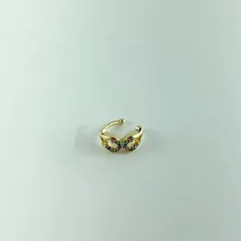 Piercing Fake Design Máscara de Zircônias Coloridas Folheado a Ouro 18k