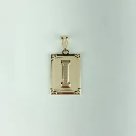 Pingente Placa Letra I Folheado a OUro 18k
