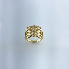 Anel com Trama Folheado a Ouro 18k