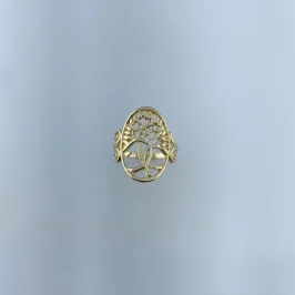 Anel Árvore da Vida Folheado a Ouro 18k