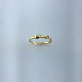 Anel com Coração e Zircônia Folheado a Ouro 18k