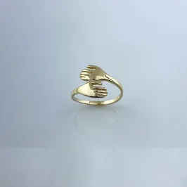 Anel Design Abraço Mãos Folheado a Ouro 18k