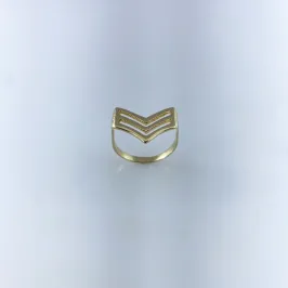 Anel Design V Triplo Folheado a Ouro 18k