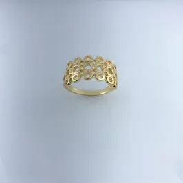 Anel Design de Círculos Vazados Folheado a Ouro 128k