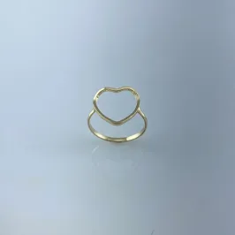 Anel Design de Coração Vazado Folheado a Ouro 18k