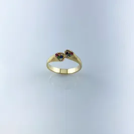 Anel Dois Corações com Zircônia Folheado a Ouro 18k