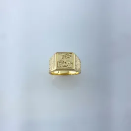 Anel  Masculino São Jorge com Oração Folheado a Ouro 18k