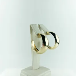 Brinco Argola Larga Lisa Folheado a Ouro 18K