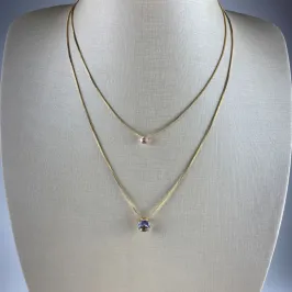 Colar Duplo Veneziana Colorido Folheado a Ouro 18k