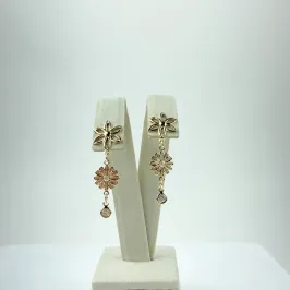 Brinco Flor e Girassol Folheado a Ouro 18k