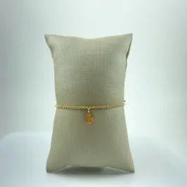 Pulseira Infantil com Pingente Trevo Folheado a Ouro 18k