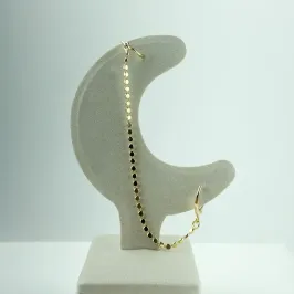 Brinco Argolinha com Corrente e Piercing Fake Folheado a Ouro 18k
