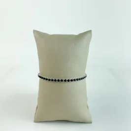 Pulseira Riviera Preta Folheado em Prata