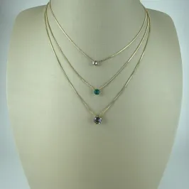 Colar Triplo Veneziana Colorido Folheado a Ouro 18k