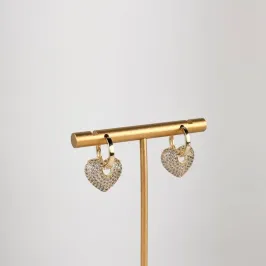 Brinco Argola Coração em Zircônia Folheado a Ouro 18k