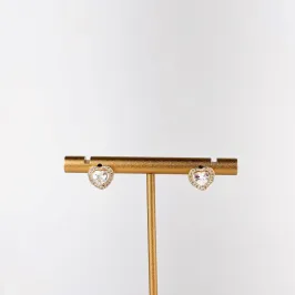 Brinco Coração Cravejado em Zircônia Folheado a Ouro 18k