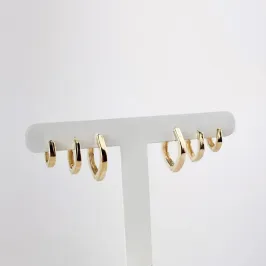 Brinco Trio Argola Gota Folheado a Ouro 18k