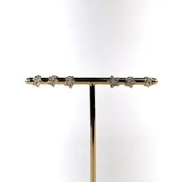 Brinco Trio Ponto de Luz Estrelas Banhado a Ouro 18k