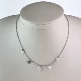 Chocker Pingentes Coração em Aço Inox 316L na Cor Prata