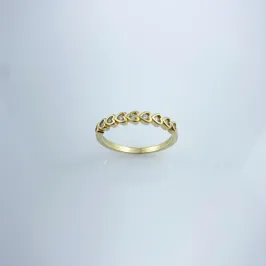 Anel Corações Cravejados com Zircônias Folheado a Ouro 18k