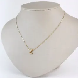 Colar Pingente Letra Z em Zircônias Folheado a Ouro 18k