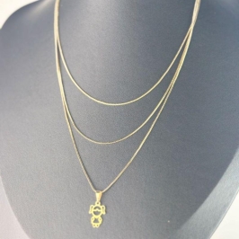 Colar Menina Três Correntes Folheado a Ouro 18k