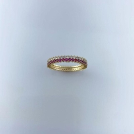 Anel Cravejado de Microzircônias Rubi e Cristal Folheado a Ouro 18k