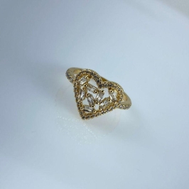Anel Design Coração em Zircônia Folheado a Ouro 18k