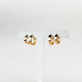 Brinco Duo Argola Dourada Folheado a Ouro 18k