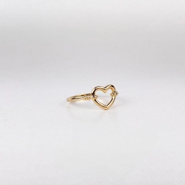 Anel de Coração Vazado Folheado a Ouro 18k