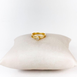 Anel Solitário Chuveirinho em Zircônias Folheado a Ouro 18k