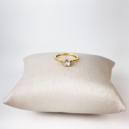 Anel Solitário em Zircônia Folheado a Ouro 18k