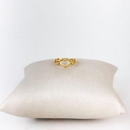 Anel Trio de Corações Vazados Folheado a Ouro 18k