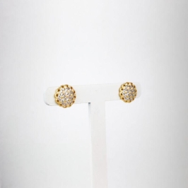 Brinco Colmeia em Zirconias Folheado a Ouro 18k