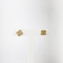 Brinco Trevo Cartier em Zirconias Folheado a Ouro 18k