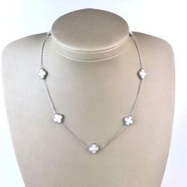 Colar Inspiração Branco Em Aço Inoxidável 316L na Cor Prata