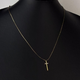 Colar Veneziana Cruz em Zircônias Folheado a Ouro 18k