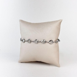 Pulseira De Coração Cristal em Aço Inox 316L na Cor Prata