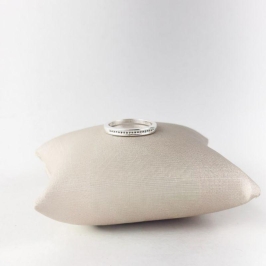 Anel Meia Aliança Cristal Folheado a Prata