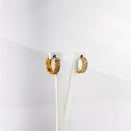 Brinco Argola em Zircônias Folheado a Ouro 18k